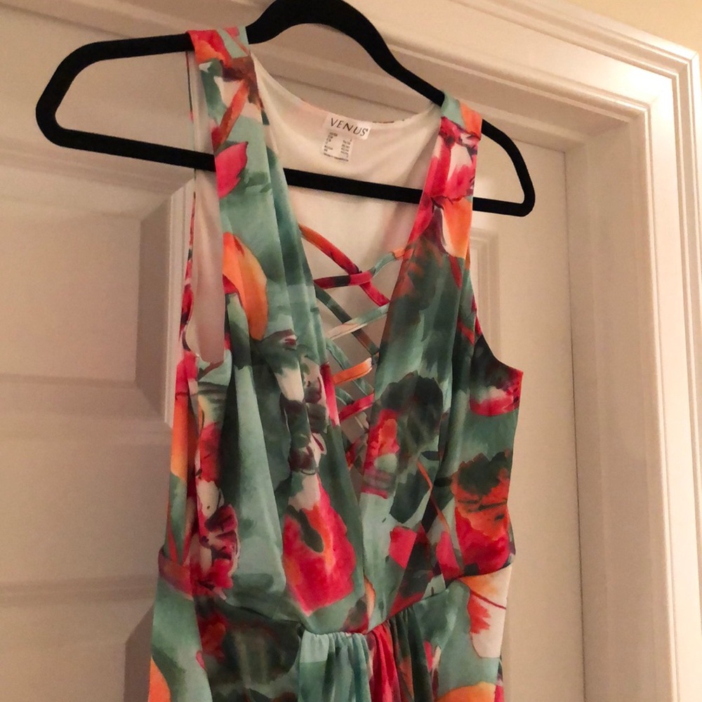 Drop detail printed dress